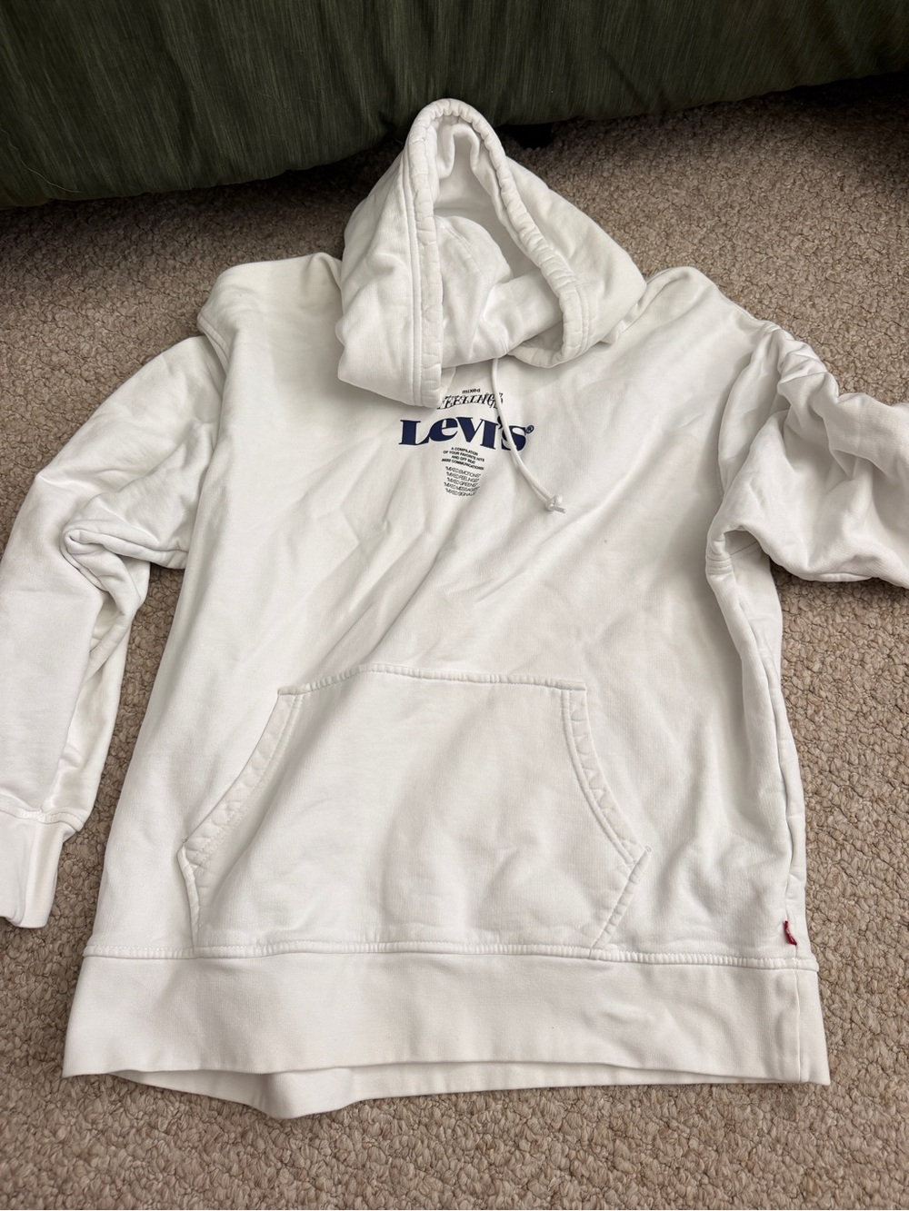 Levi's White Crewneck Hoodie with Navy Logo